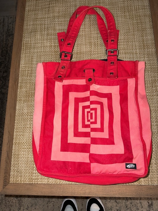 Vans Handbags - Vans Red and Pink Geometric Canvas Tote